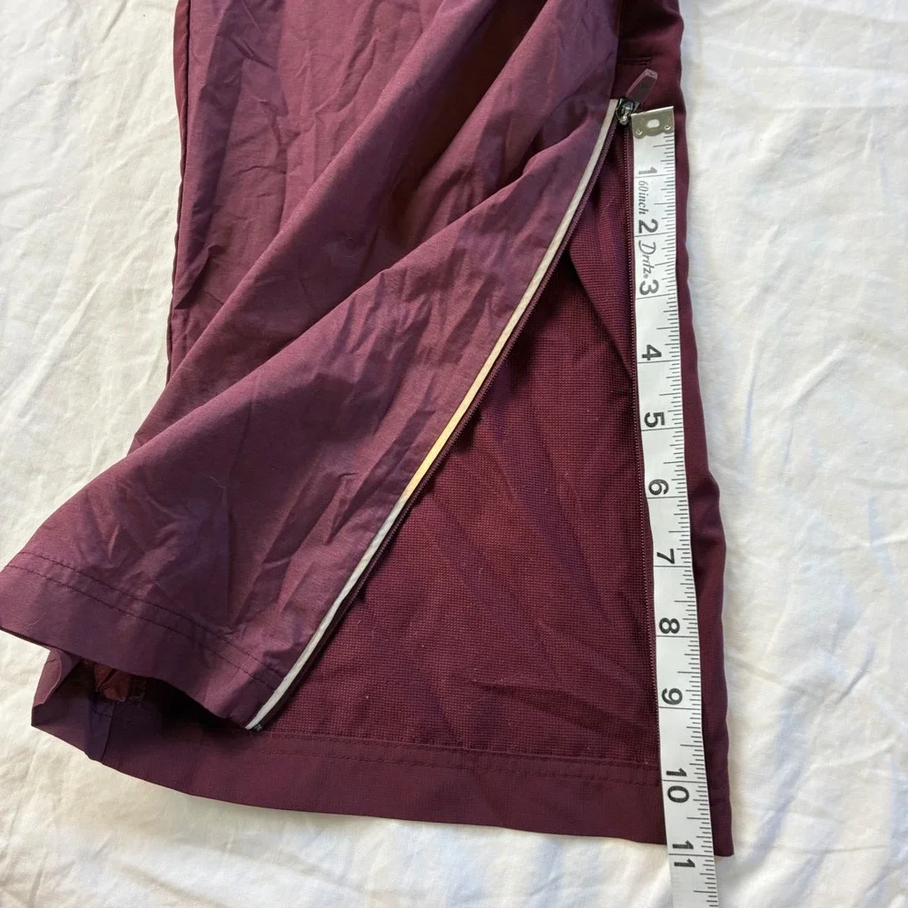 Adidas Mens XL Track Pants Maroon Burgundy Windbreaker Mesh Lined Ankle Zip